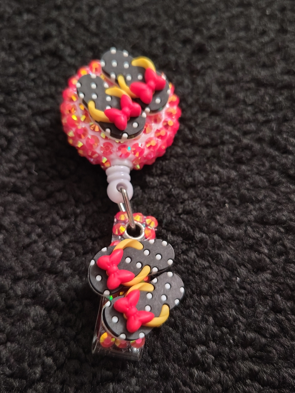 Minnie Mouse Flipflop  Retractable Badge Reel Name ID Holder Brand New Handmade